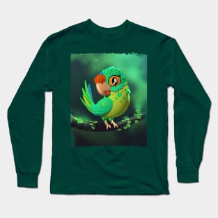 Cute Orange-fronted parakeet on a tree Long Sleeve T-Shirt